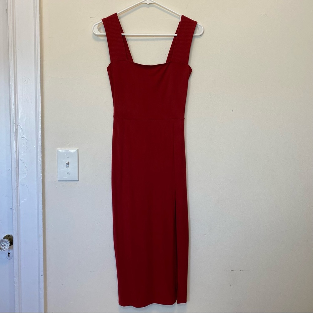 Reformation Rust Red Square-Neck Midi Dress - Picture 3 of 11